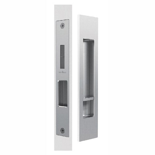 Mardeco Complete Sliding Door Privacy Set 190mm x 45mm, Backset 35mm and 50-55mm in Satin Chrome