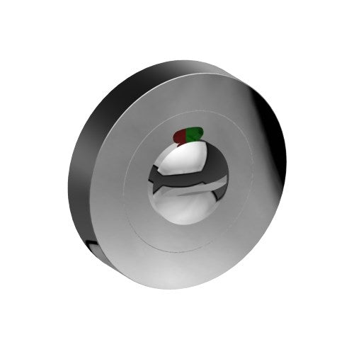 Indicating Emergency Release on Ø52mm Rose. 4.5mm x 4.5mm Square Spindle. in Polished Stainless Steel