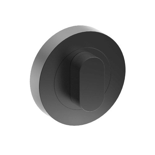 Thumb Turn on Ø52mm Rose. Universal Spindle (Two Part, Concealed Fix.) in Black PVD
