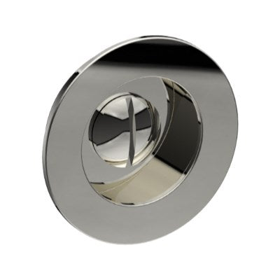 Round, Sliding Door, Flush Pull Handle with Emergency Release (Single). Solid Stainless Steel. 65mm dia (face) 54mm dia (rear). Invisible Fix (no screw holes) in Polished Stainless