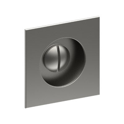 Square, Sliding Door, Flush Pull Handle with Emergency Release (Single). Solid Stainless Steel. 65mm x 65mm (face) 50mm dia (rear). Invisible Fix (no screw holes) in Satin Stainless
