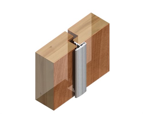 Lorient 7506 Meeting Stile Door Seal showing the rubber weatherproof strip attached to a door frame.