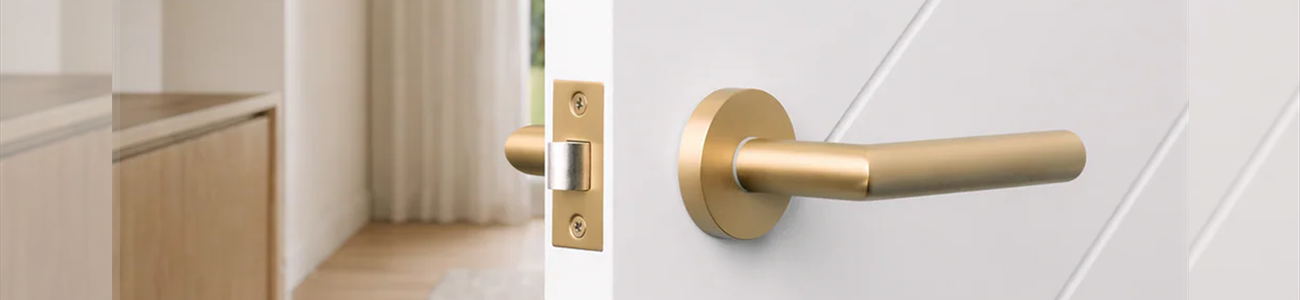 Style Finish Design Australia - Solid Brass Door Handles on Rose