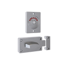 Satin chrome Metlam 100 Lock & Indicator Set showing lock with indicator and key in a close-up view