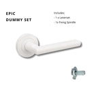 Zanda Epic Lever handle on round rose in matte white finish, showing the sleek design and smooth surface of the door hardware.