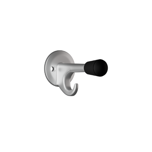102 Coat Hook with Bumper ? With Screw Fixings in Satin Chrome