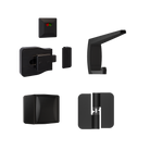 106C / Moda Series Kit Designer Black - Contains: 3x 106C RHHO Gravity Hinges, 1x Moda Lock & Indicator Set, 1x Moda Hook, 1x Moda Bumper & Universal Screw Fixings  in Designer Black