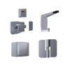 106C / Moda Series Kit SCP - Contains: 3x 106C RHHO Gravity Hinges, 1x Moda Lock & Indicator Set, 1x Moda Hook, 1x Moda Bumper & Universal Screw Fixings  in Satin Chrome
