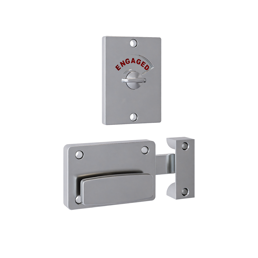 200A Series Safety Handle Lock and Indicator Set ? With Screw Fixings in Satin Chrome