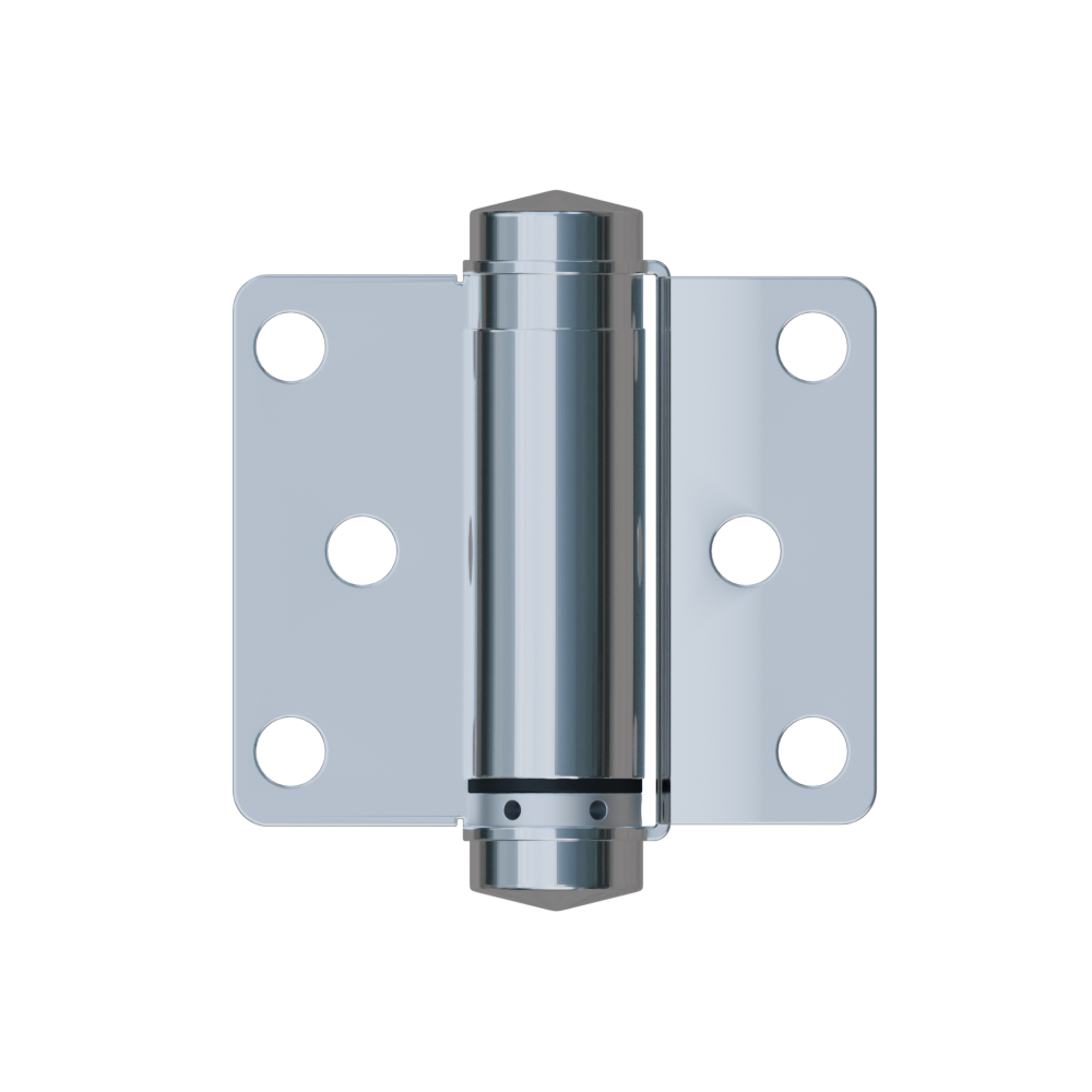 209 Double Action Spring Hinge (Each) ? With Screw Fixings in Satin Stainless