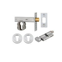 Mortice Deadbolt Euro Brushed Chrome Backset 60mm Key/Thumb Escutcheon Round Kit in Brushed Chrome