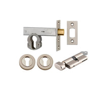 Mortice Deadbolt Euro Satin Nickel Backset 60mm Key/Thumb Escutcheon Round Kit in Satin Nickel