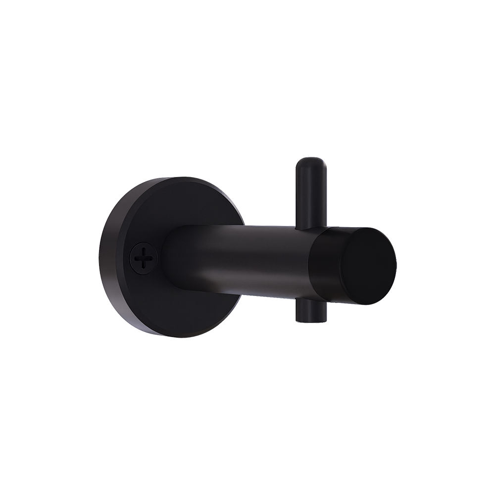 700 Series Designer Black Coat Hook with Bumper ? Concealed - With Screw Fixings  in Black