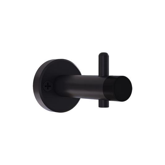 700 Series Designer Black Coat Hook with Bumper ? Concealed - With Screw Fixings  in Black