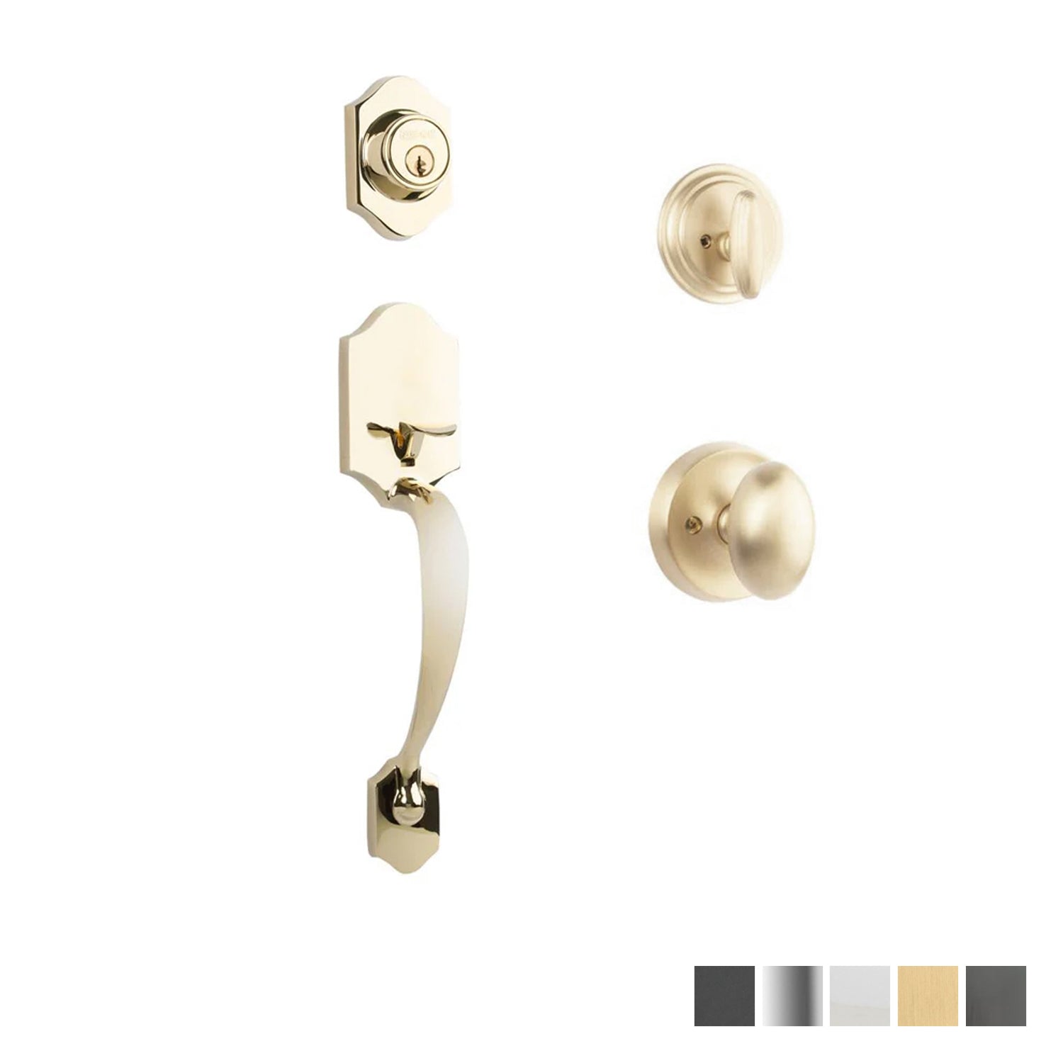 N2LOK Charente single cylinder entrance set with egg knob, brass finish, and keyhole for secure home entry.