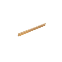 Momo ANGLE cabinet pull handle in brushed dark bronze finish, showing a sleek angular design on a wooden cabinet.