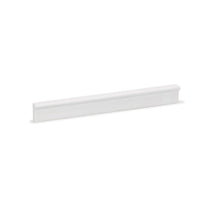 Momo ANGLE cabinet pull handle in white with a sleek angular design, mounted on a wooden cabinet door.