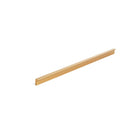 Momo ANGLE cabinet pull handle in brushed bronze finish mounted on wooden cabinet door.
