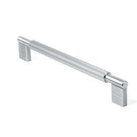 Momo ARPA D cabinet pull handle in brushed dark bronze finish, showcasing sleek modern design on a wooden cabinet.