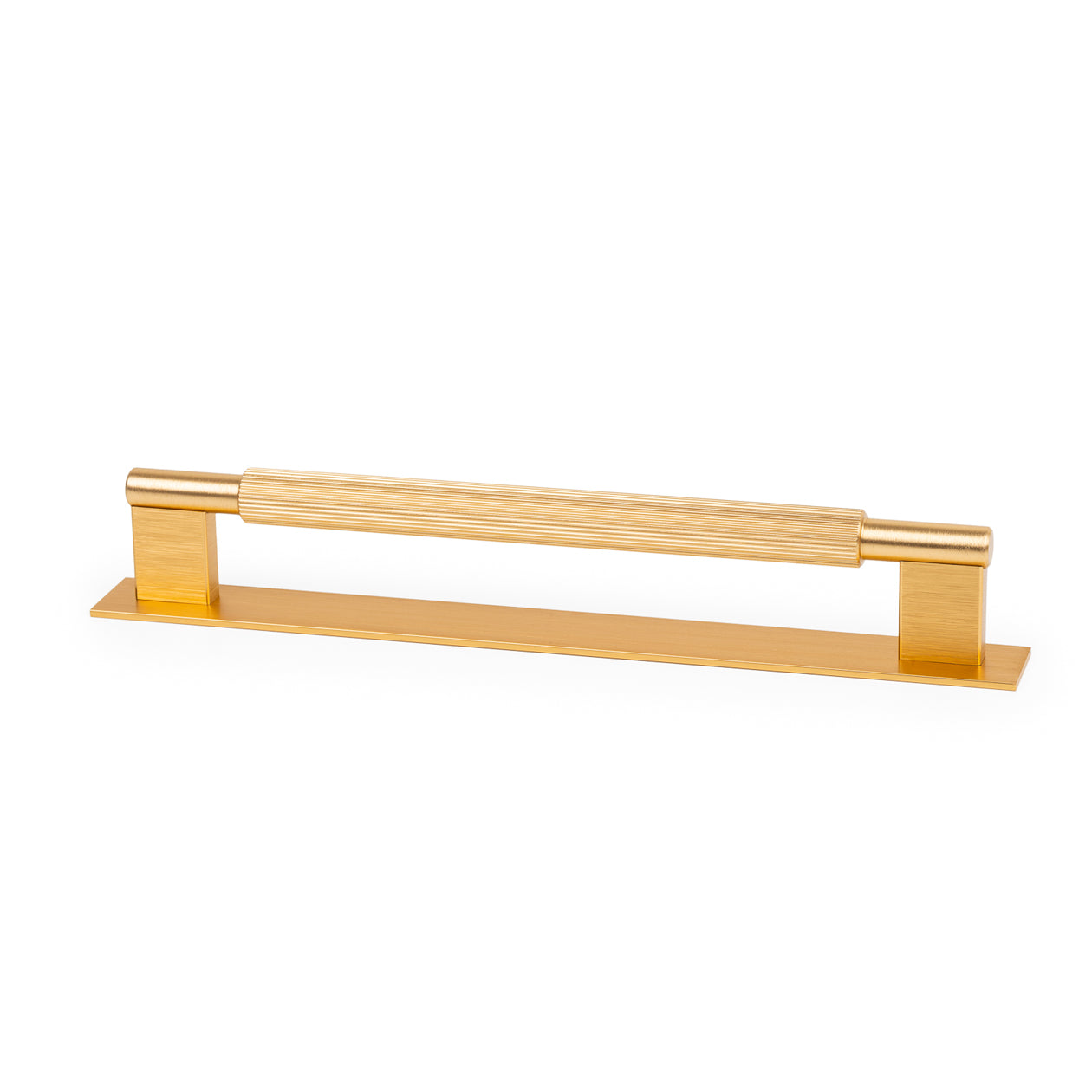 Momo ARPA D cabinet pull handle with backplate, featuring a sleek modern design in brushed dark bronze finish.