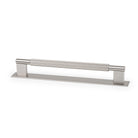 Momo ARPA D cabinet pull handle with backplate, featuring a sleek, modern design in dark bronze finish.
