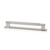 Momo ARPA D cabinet pull handle with backplate, featuring a sleek, modern design in dark bronze finish.