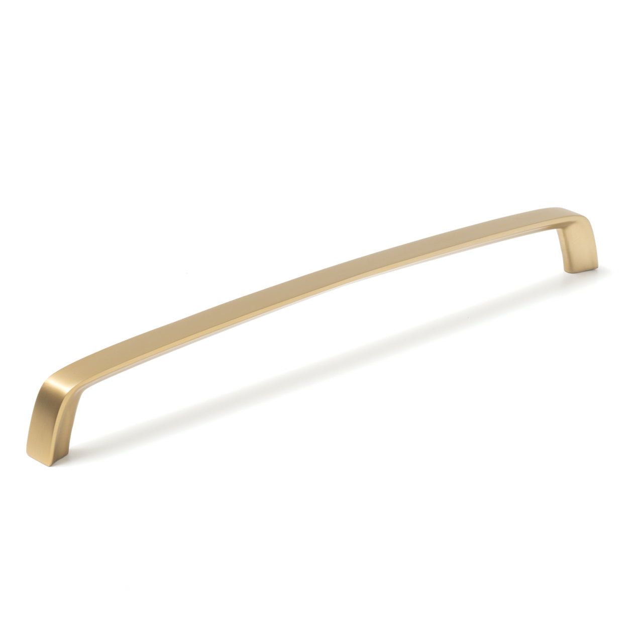 Momo ACUTO D cabinet pull handle in brushed silver finish mounted on a wooden cabinet door.