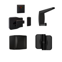 Advantage Moda Kit Designer Black, Vis Pack ? Contains: 3 x Moda RH Gravity Hinges, 1 x Moda Lock & Indicator Set, 1 x Moda Bumper, 1 x Moda Hook & Universal Screw Fixings   in Designer Black