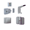 Advantage Moda Kit SCP, Vis Pack ? Contains: 3 x Moda RH Gravity Hinges, 1 x Moda Lock & Indicator Set,  1 x Moda Bumper, 1 x Moda Hook & Universal Screw Fixings   in Satin Chrome