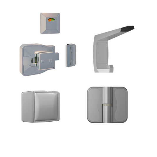 Advantage Moda ANMB Kit, Vis Pack - Contains; 3x Moda RH Spring Hinges, 1 Moda Indicator Set, 1x Moda Bumper, 1x Moda Coat Hook & Universal Screw Fixings   in Antimicrobial Coating
