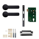 Momo Aspen lever handle in matte black finish, showing sleek ergonomic design for door hardware.