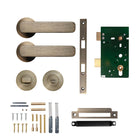 Momo Aspen lever handle with dark brown finish, detailed design, and ergonomic grip for modern door hardware.