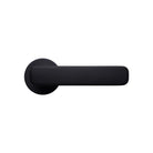 Momo Aspen lever handle with black finish, designed for door installation, featuring a sleek, modern metal lever style.