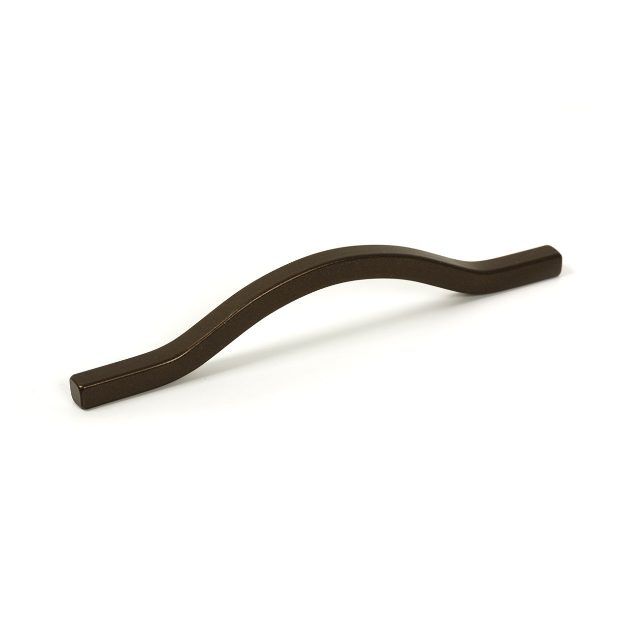Momo BRAVE bow cabinet pull handle in matte titanium finish, showing a sleek curved design on a cabinet drawer.