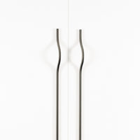 Momo BRAVE Bow off-centred cabinet pull handle in matte gray finish, featuring a sleek, curved design for modern furniture.