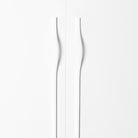 Momo BRAVE Bow off-centred cabinet pull handle in matte white finish, showcasing its sleek, modern design on a cabinet.