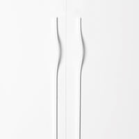 Momo BRAVE Bow off-centred cabinet pull handle in matte white finish, showcasing its sleek, modern design on a cabinet.
