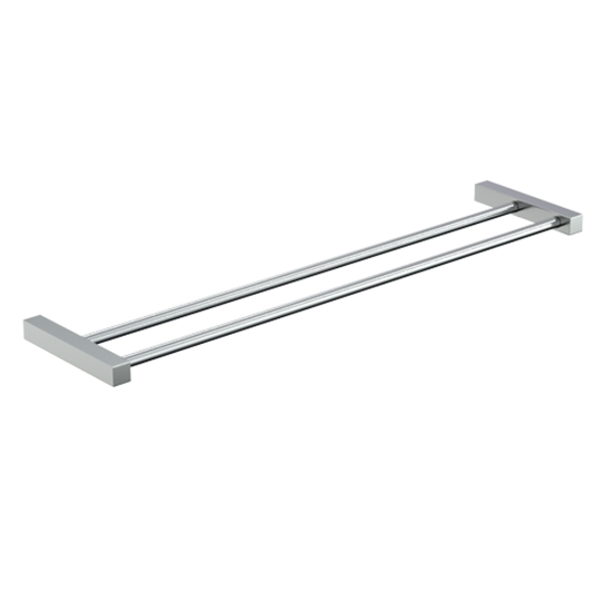 Paterson Square Double Towel Rail 600mm PSS in Polished Stainless Steel