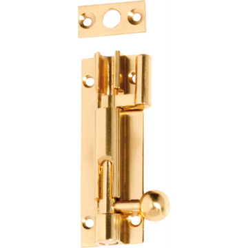 Barrel Bolt Offset Polished Brass L75xW25mm in Polished Brass