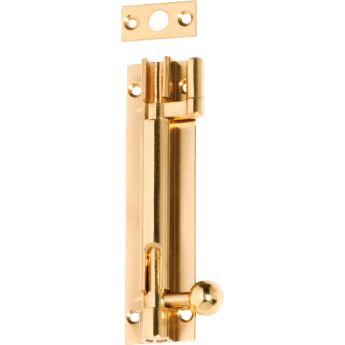 Barrel Bolt Offset Polished Brass L100xW25mm in Polished Brass