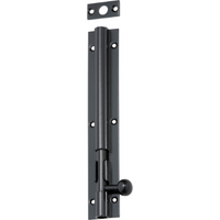 Barrel Bolt Long Throw Matt Black L150xW25mm Throw 30mm in Matt Black