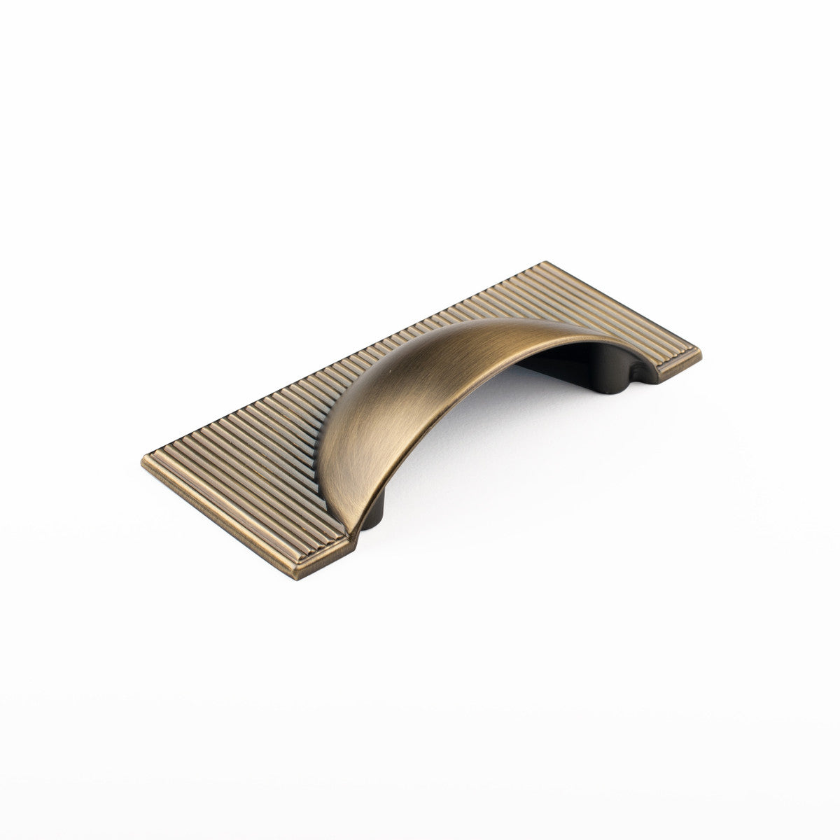 Momo Barrington Cup Pull cabinet handle in black matte finish, featuring a sleek, curved design for furniture hardware.