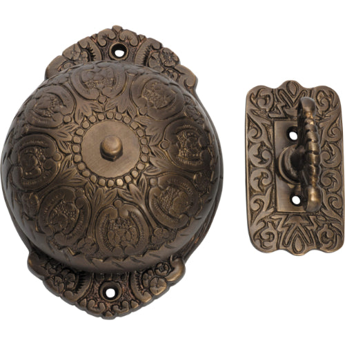 Turn Bell Ornate Antique Brass H125xW92mm in Antique Brass