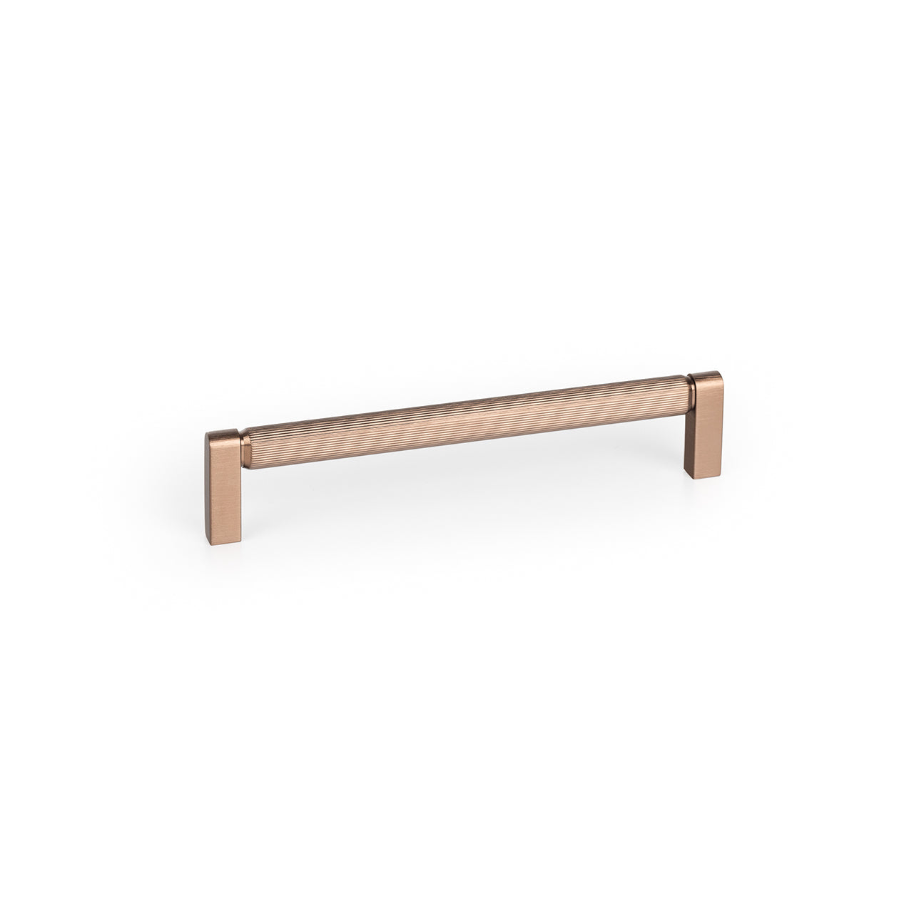 Momo Brooklyn D cabinet pull handle in bronze finish, curved metal handle for kitchen or furniture drawers and cabinets.