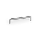 Momo Brooklyn D cabinet pull handle in brushed titanium finish, showcasing sleek metal design for furniture or cabinetry.