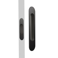 Mardeco Radius Flush Pull Passage Set with sleek, rounded design in brushed nickel finish, ideal for modern interior doors.