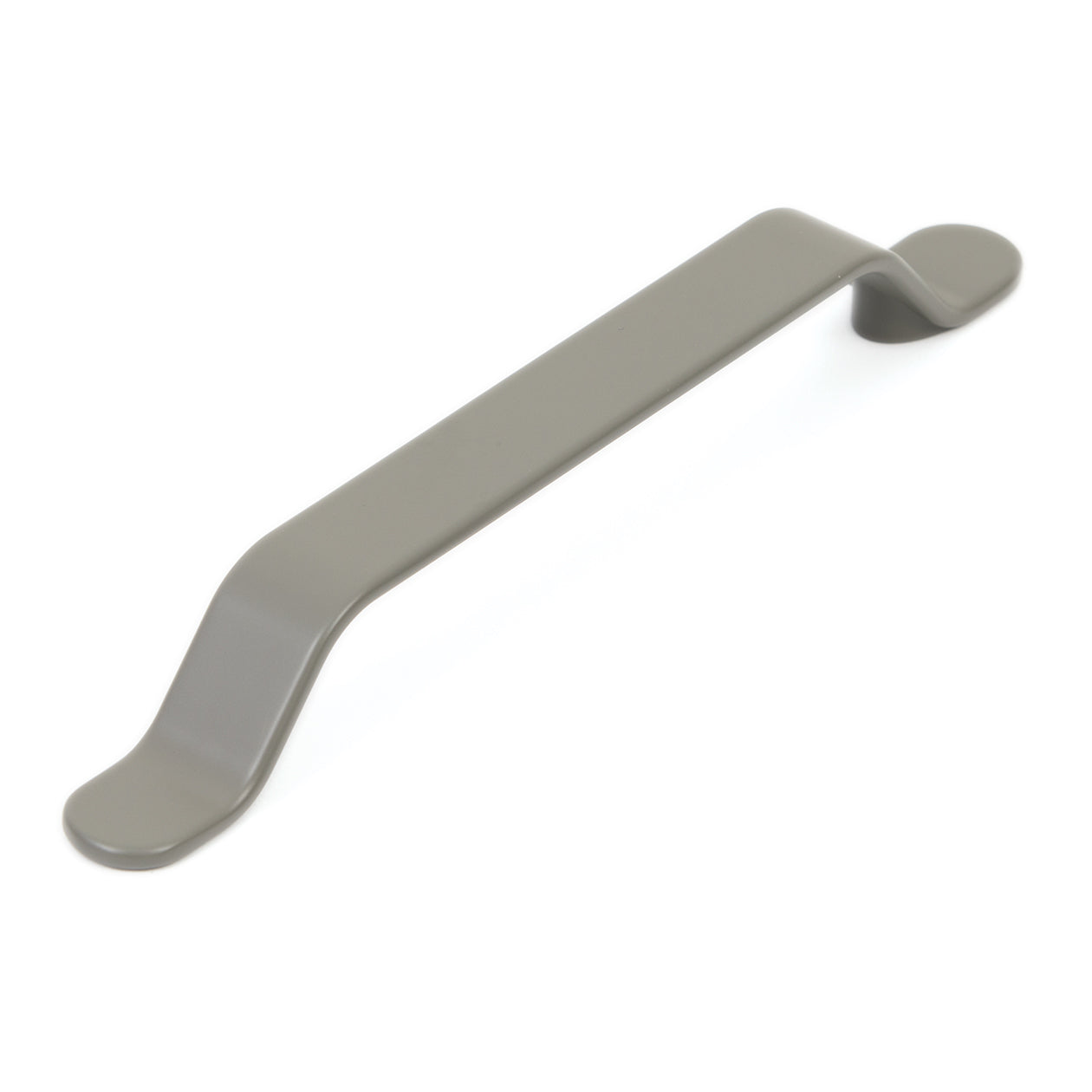 Momo BELT D Cabinet Pull Handle in gray, metal finish with a sleek, curved design for modern cabinet doors.