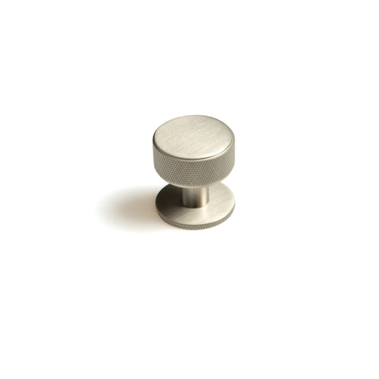 MOMO BELGRAVIA KNURLED 35MM SOLID BRASS ROUND KNOB DULL BRUSHED NICKEL in Dull Brushed Nickel