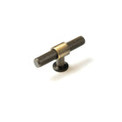 Momo Belgravia knurled T-pull handle in dark bronze finish with textured grip for furniture or cabinetry.