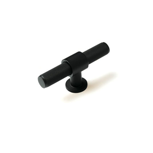 MOMO BELGRAVIA KNURLED 82MM SOLID BRASS T KNOB MATT BLACK in Matt Black
